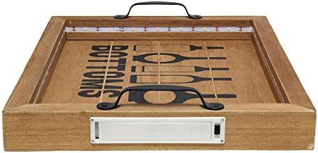 Elegant Designs HG2032-NBU Salento Farmhouse Rectangle Decorative LED Light Up Wooden Serving Tray w Black Metal Handles & Bottoms Up in Black for Décor, Centerpiece, Breakfast, Coffee,Bar, Natural - Image 4