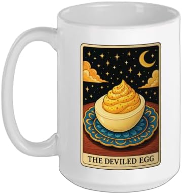 The Deviled Egg Tarot Card Ceramic Mug, White, 15oz by Unknown