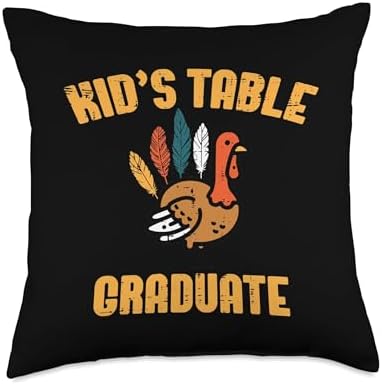Thanksgiving Kids Table Graduate Funny Men Women Youth Teens Throw Pillow by Unknown