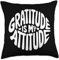 Gratitude Is My Attitude, Grateful Blessed Thanksgiving Throw Pillow by HadleyDesigns