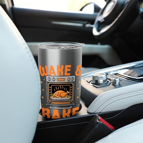 Wake & Bake Funny Cooks Thanksgiving Humor for Home Chefs Stainless Steel Insulated Tumbler - Image 6