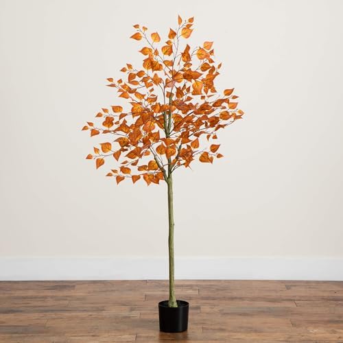 Nearly Natural 5ft Autumn Birch Leaf Artificial Fall Tree in Black Pot - Image 6