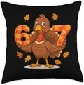 Funny Number 67 Thanksgiving Turkey Six Seven Meme Boys Throw Pillow by Unknown