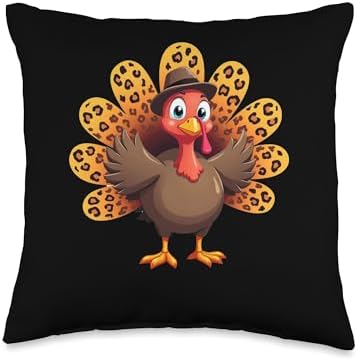 Thanksgiving Cute Turkey Throw Pillow by Unknown