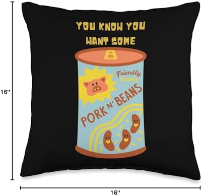 Funny Thanksgiving Pork and Beans Dinner Throw Pillow, 16x16, Multicolor - Image 4