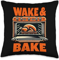 Funny Turkey Day Thanksgiving Dad Men Women Wake And Bake Throw Pillow by Unknown