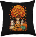 Thanksgiving Fall Pitbull Dog Leaf Fall Tree It's Fall Y'all Throw Pillow by Unknown