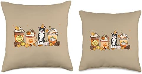Border Collie Coffee Pumpkin Spice Dog Fall Thanksgiving Throw Pillow - Image 3