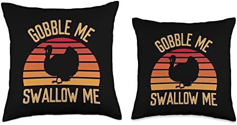 Gobble Me Swallow Funny Thanksgiving Feast Turkey Trot Throw Pillow - Image 3