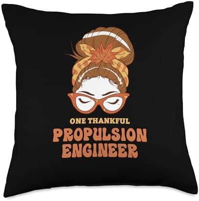 Thanksgiving Holiday Gifts and Designs Messy Bun Propulsion Engineer Thanksgiving Woman Throw Pillow, 18x18, Multicolor by Unknown