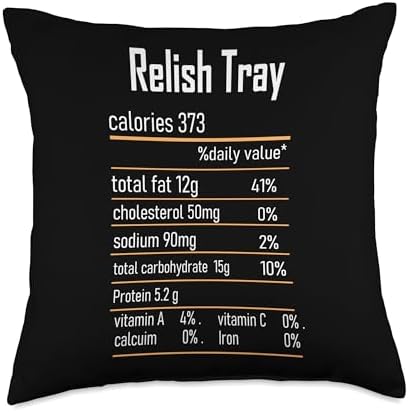 nutrition facts for thanksgiving lovers Relish Tray Nutrition Facts for Thanksgiving Christmas Food Throw Pillow, 18x18, Multicolor by Unknown