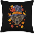 Thanksgiving Grizzly Bear Pilgrim Costume Fall Autumn Throw Pillow by Unknown