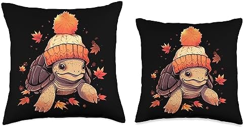 Fall Vibes Turtle Autumn Season Turtle Autumn Leaves Fall Season Thanksgiving Throw Pillow, 16x16, Multicolor - Image 3