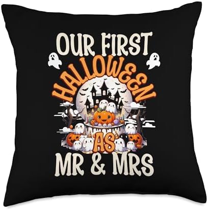 Our First Halloween As Mr & Mrs Couple Throw Pillow