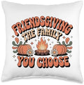 Friendsgiving The Family You Choose Funny Thanksgiving Quote Throw Pillow by Unknown