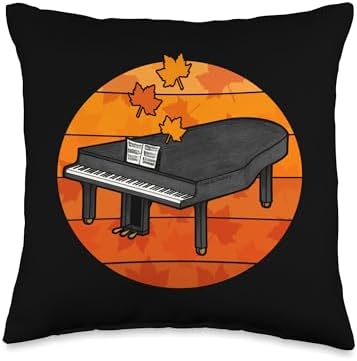 Grand Piano Fall Pianist Autumn Musician Thanksgiving Throw Pillow by Unknown