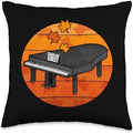 Grand Piano Fall Pianist Autumn Musician Thanksgiving Throw Pillow by Unknown