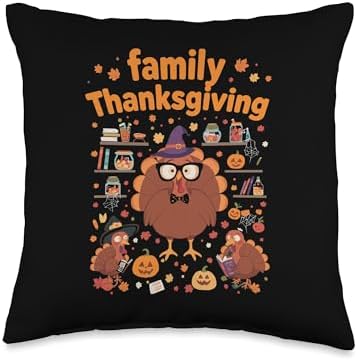 Funny Turkey Read Books Reading Happy Thanksgiving Teacher Throw Pillow by Unknown