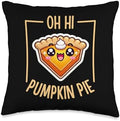 Oh Hi Pumpkin Pie - Cute Kawaii Fall Thanksgiving Cartoon Throw Pillow by Unknown