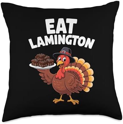 Thanksgiving Turkey Eat Lamington Throw Pillow by Unknown