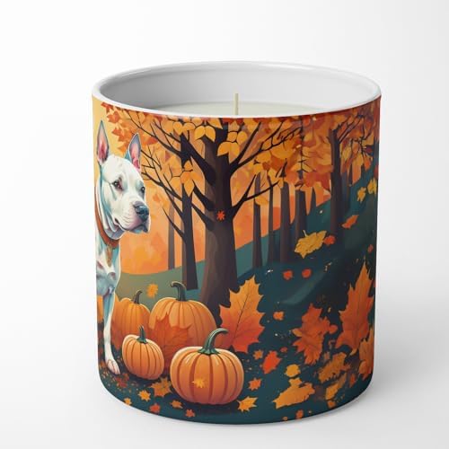 Caroline's Treasures DAC1008CDL White Pit Bull Terrier Fall Decorative Soy Candle Nature Soy Wax Essential Oil Home Decor Ideal for Bedroom Kitchen Bath Office Gift, 10 oz - Image 5