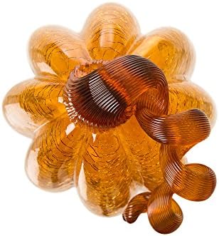 Glitzhome Glass Pumpkin Hand Blown Glass Pumpkin Table Top Home Decor for Fall Harvest & Thanksgiving Decorating, 9" H, Amber - Image 5