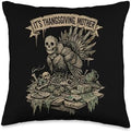 Horror Thanksgiving Turkey with Creepy Pumpkins Throw Pillow by Unknown
