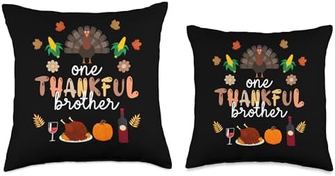 Cute One Thankful BROTHER Farmer Family Thanksgiving 2026 Throw Pillow - Image 3