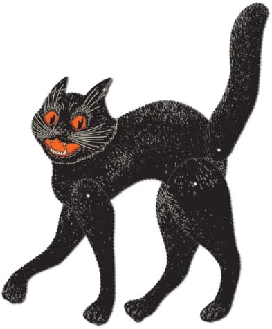 Beistle Scary Cat Cut Out Vintage Halloween Party Decorations, 20.5", Black/Orange/White