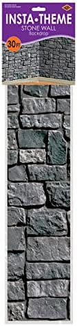 Beistle Brick Stone Wall Backdrop, 4’ x 30’ – Medieval Party Decorations, Medieval Decor Background, Photo Backdrop, Easy to Adhere Wall Covering, Stone Backdrop, Halloween Party Decorations