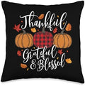 Thankful Grateful & Blessed - Thanksgiving Day Fall Holiday Throw Pillow by Unknown