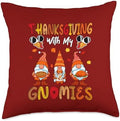 Thanksgiving with My Gnomies Three Gnomes Pie Roasted Turkey Throw Pillow by Unknown