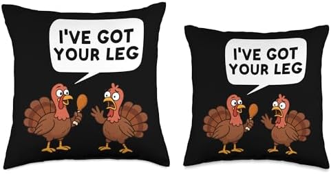 I've Got Your Leg Funny Thanksgiving Humor Turkey Lovers Throw Pillow - Image 3