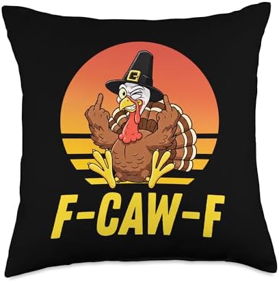 FCAWF Turkey Retro VintageTurkey F-CAW-F Thanksgiving Throw Pillow by Unknown