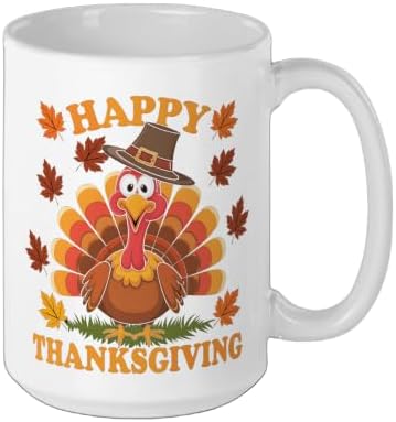 Happy Thanksgiving Funny Turkey Family Dinner Thanksgiving Ceramic Mug, White, 15oz - Image 2
