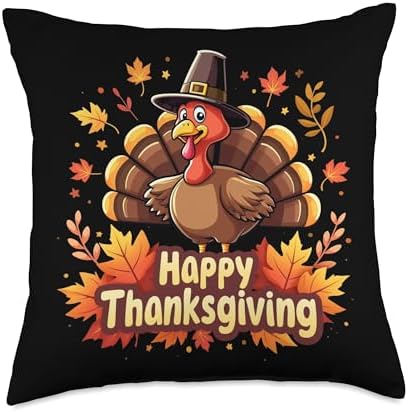 Happy Thanksgiving Autumn Throw Pillow by Unknown