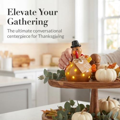 Mud Pie Light Up Turkey Sitter, Ceramic Thanksgiving Table Decor with LED - Image 5