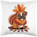 Thanksgiving Turkey Boxer Dog Boxers Throw Pillow by Unknown