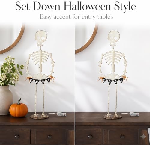 Mud Pie Light Up Skeleton Sitter Halloween Decor, Halloween Skeleton