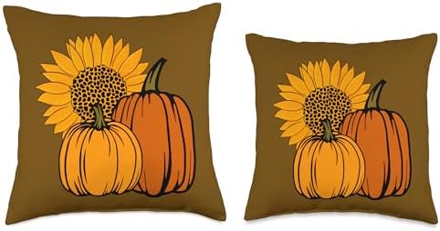 Leopard Sunflower Pumpkin Patch Fall Autumn Thanksgiving Sun Throw Pillow - Image 3