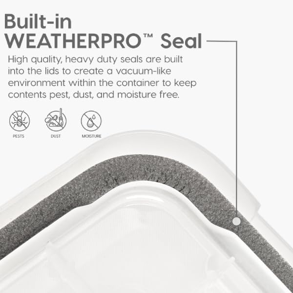 IRIS USA 4-Pack 41 Qt Storage Bins with Gasket Lids, Clear/Black | WeatherPro seal helps protect bulky items for moving, garage, attic and basement storage
