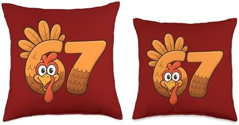 67 Meme Thanksgiving Turkey Day Funny Holiday Six Seven Throw Pillow - Image 3