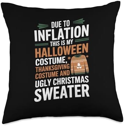 Funny Inflation Halloween Thanksgiving Christmas Throw Pillow by Unknown