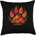 Cute Fall Dog Paw Print Pets Autumn Leaf Puppy Thanksgiving Throw Pillow by Unknown