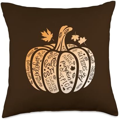 Pumpkin Spice Cozy Season Fall Thanksgiving Design Throw Pillow by Unknown