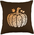 Pumpkin Spice Cozy Season Fall Thanksgiving Design Throw Pillow by Unknown