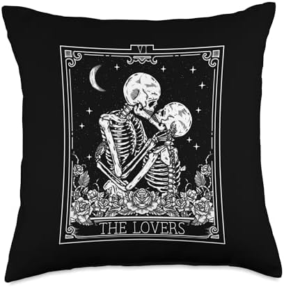 The Lovers Vintage Tarot Card Astrology Goth Halloween Women Throw Pillow