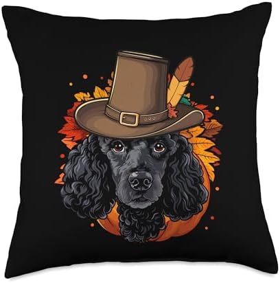 Funny Thanksgiving Poodle Throw Pillow by Unknown