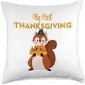 My First Thanksgiving Baby Clothes Boys Girls Cute Squirrel Throw Pillow by Unknown