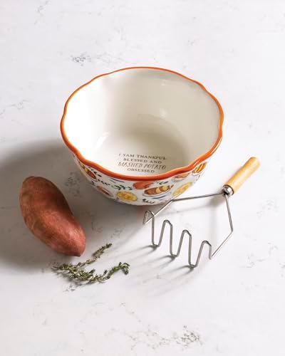 Mud Pie Thanksgiving Mashed Potato Bowl with Masher, Yam Serving Bowl Set - Image 4